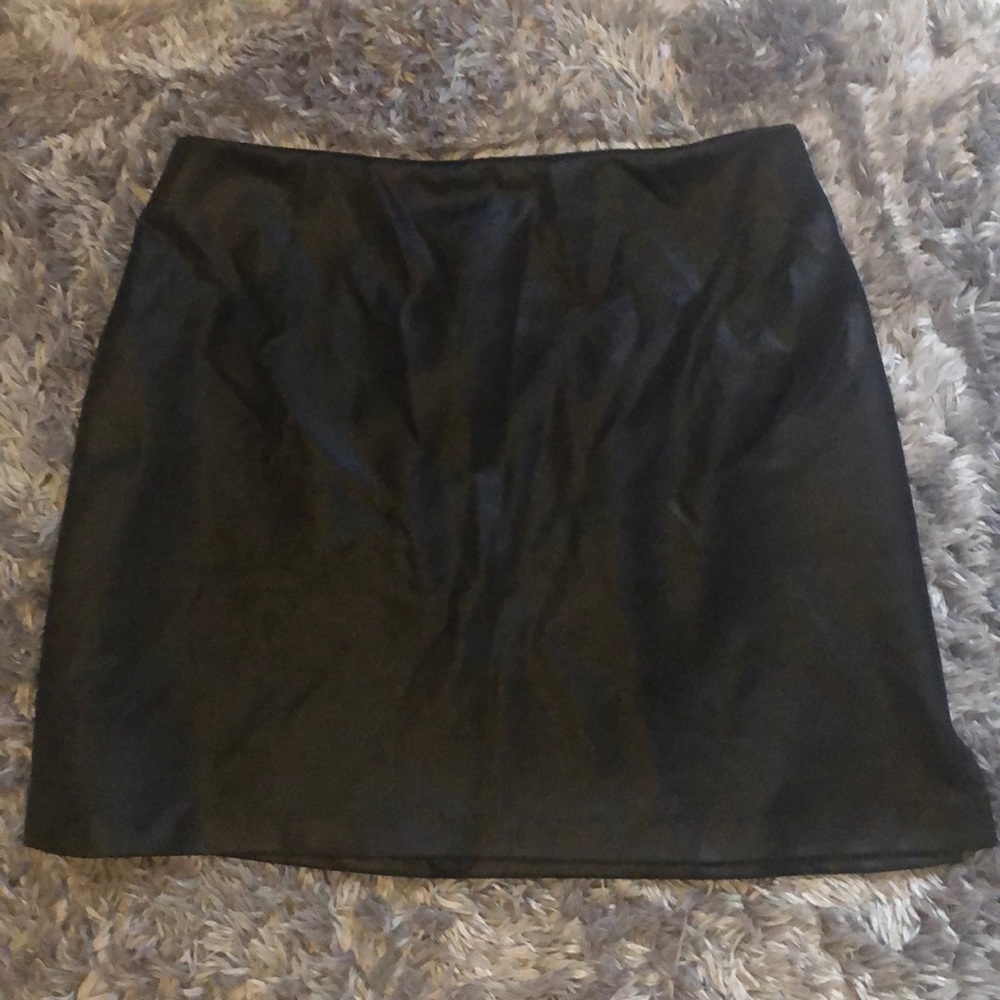 Vintage 90s Black Man-made Leather Mini Skirt